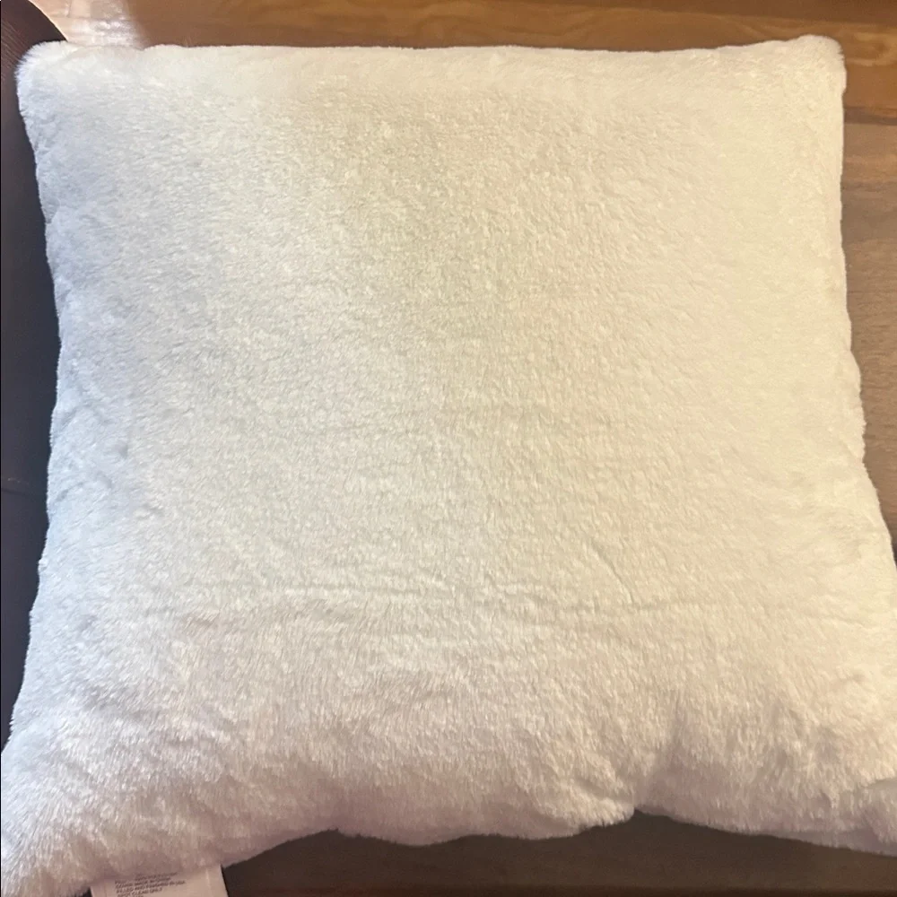 Teddy Bear faux fur 19” cream decor pillow